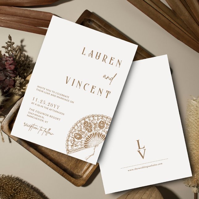 Romantische Reiche Vintage Handfanenhochzeit Einladung (Von Creator hochgeladen)