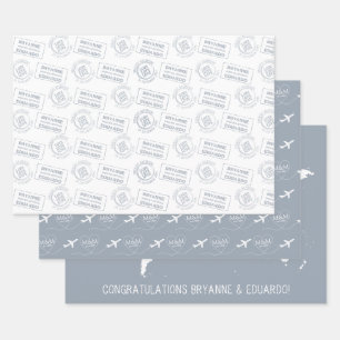 Romantische ReiseTHeme Passport Briefmarke Karte Geschenkpapier Set