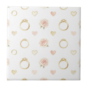 Romantische Ringe und Rosen nahtloses Muster Fliese
