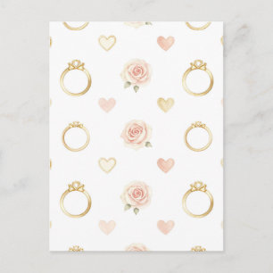 Romantische Ringe und Rosen nahtloses Muster Postkarte