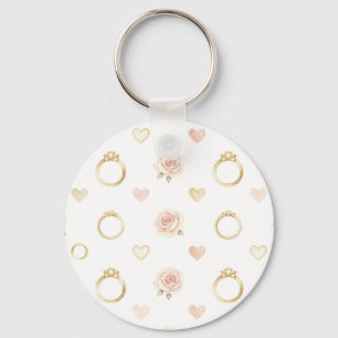 Romantische Ringe und Rosen nahtloses Muster Schlüsselanhänger