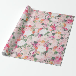 Romantische rosa Aquarellmalerei Geschenkpapier