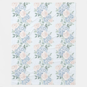 Romantische rosa blaue Blumen Fleecedecke