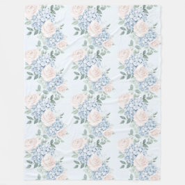 Romantische Rosa Blauen Blumen Fleecedecke