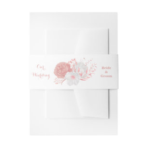 romantische Rosa Blume Hochzeit Einladungsbanderole