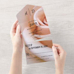 Romantische Rosa Blume Hochzeit mit Blumen All In One Einladung