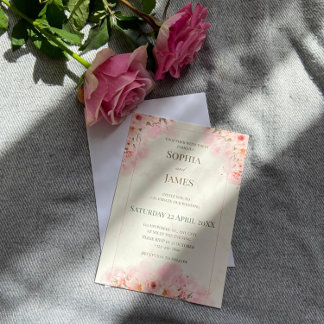 Romantische Rosa Blume Hochzeitsfeiern Einladung