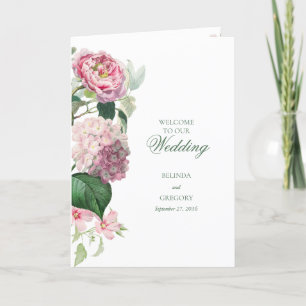 Romantische rosa Blume Hochzeitsorden Programm