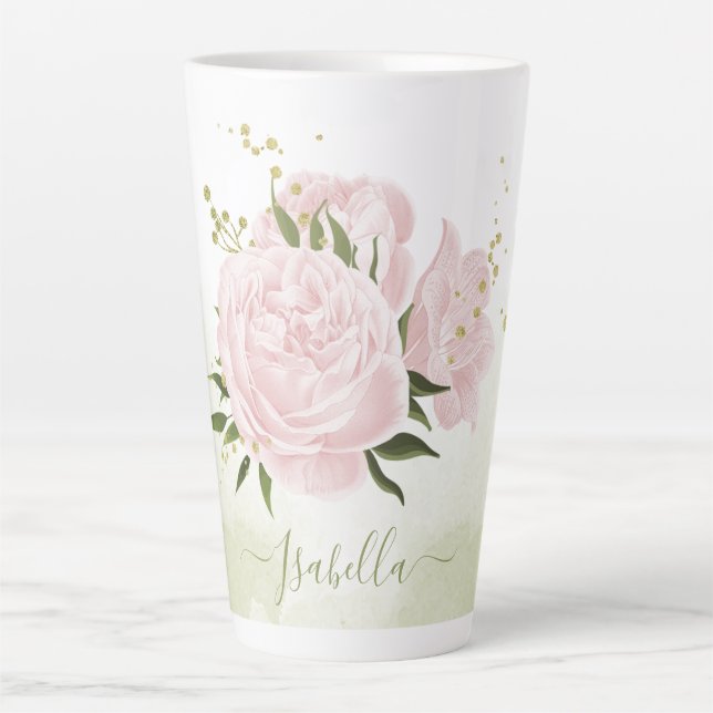 Romantische rosa Blume Milchtasse (Vorderseite)