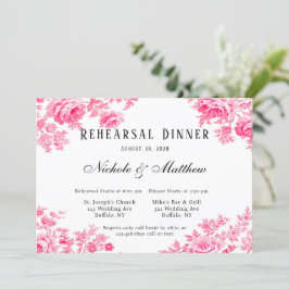 Romantische Rosa Blume Probe Abendessen Einladung