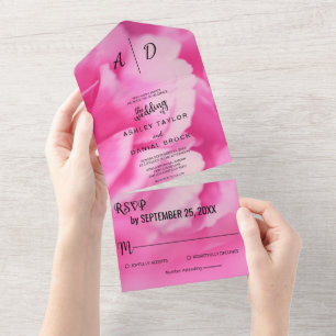 Romantische Rosa Blume Sommerblumenhochzeit All In One Einladung