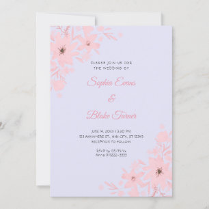 Romantische rosa Blumen Florale Lavendel-Hochzeit Einladung