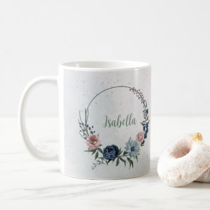 Romantische rosa Blumen, Grünpflanzen Kaffeetasse