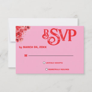 Romantische rosa Blumen-Hochzeits-RSVP RSVP Karte