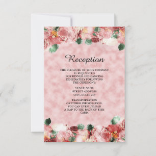 Romantische rosa Blumen-Hochzeitsempfangs-Einladun Einladung