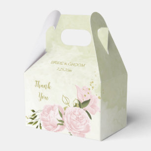 romantische rosa Blumen mit grünen Blättern Hochze Geschenkschachtel