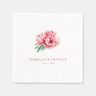 Romantische rosa Blumen-Pfingstrosen-Illustration Serviette