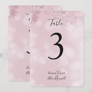 Romantische rosa Blumen Tischnummernkarten Einladung