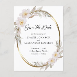 Romantische rosa Blumenblätterung Save the Date Ankündigungspostkarte