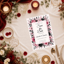Romantische rosa Blumenhochzeit Save The Date