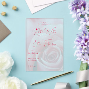 Romantische rosa Blumenhochzeits-Einladung Acryleinladungen