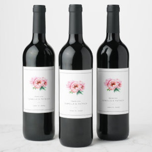 Romantische rosa Blumenillustration Weinetikett