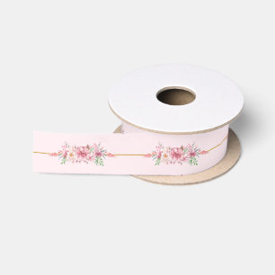Romantische rosa Blumenribbon Satinband