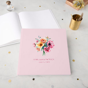 Romantische rosa Blumenstrauß-Illustration Gästebuch