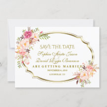 Romantische Rosa Blush Bloral Gold Hochzeit