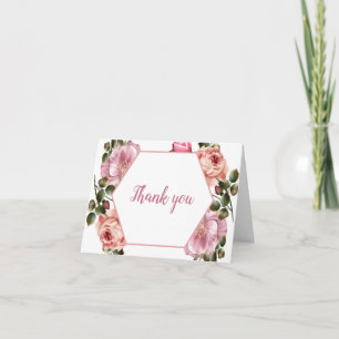 Romantische rosa Blüten-Gratulation Notiz Dankeskarte