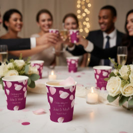 Romantische rosa Blütenblätter Hochzeit Pappbecher