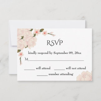 Romantische rosa Blütenblütenhochzeit RSVP Karte