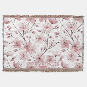 Romantische rosa Blütenzweige weiße Floral Decke