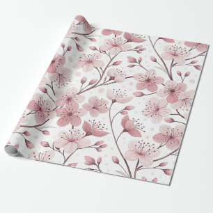 Romantische rosa Blütenzweige weiße Floral Geschenkpapier