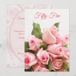 Romantische Rosa Bouquet 55. Geburtstag Einladung