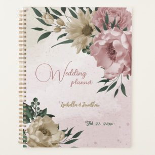 romantische rosa & Champagner Blumen Hochzeit Planer