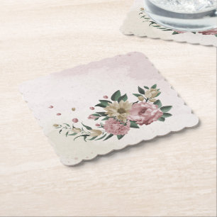 romantische rosa & Champagner Blumen Untersetzer
