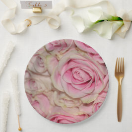 Romantische rosa Creme-Rose Pappteller