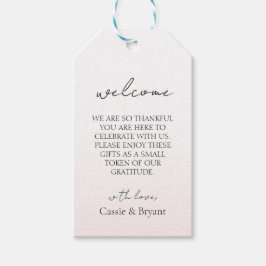 Romantische Rosa Elegante Hochzeit Willkommen Geschenkanhänger