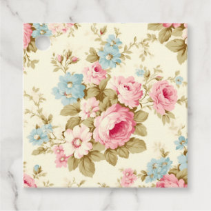 Romantische Rosa Englische Rose auf blassgelb Geschenkanhänger