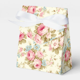 Romantische rosa englische Rosen auf hellgelb Geschenkschachtel