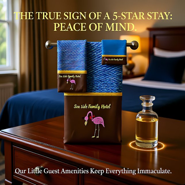 Romantische rosa Flamingos mit denim Textur .braun Badhandtuch Set (Von Creator hochgeladen)