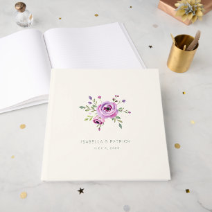 Romantische rosa florale botanische Illustration Gästebuch