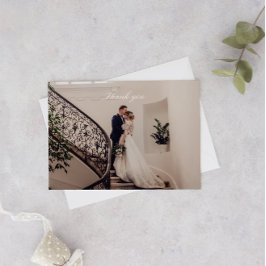 Romantische Rosa Foto Hochzeit Dankeskarte