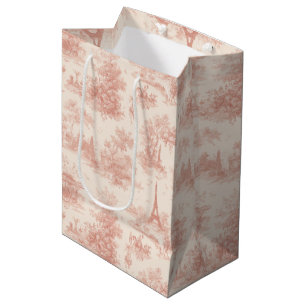 Romantische rosa französische Toile-Landmuster (2) Mittlere Geschenktüte