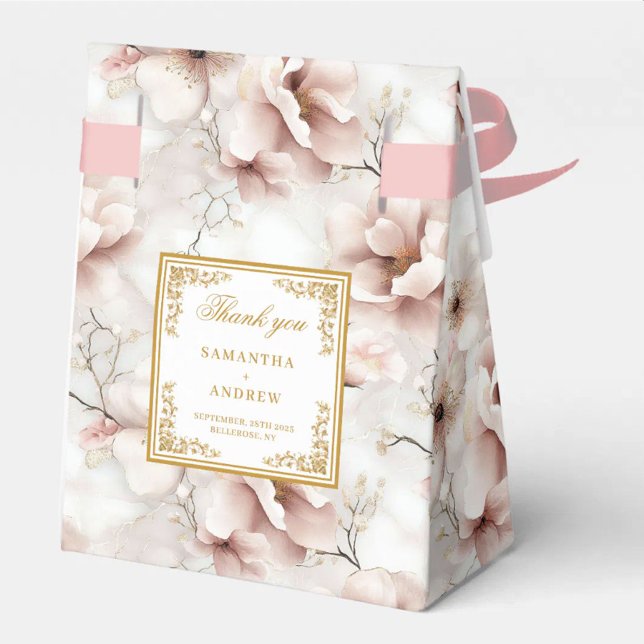 Romantische Rosa-Gastgeschenk Hochzeit Geschenkschachtel (Romantic Dusty Pink Gold Wedding Favor Box)