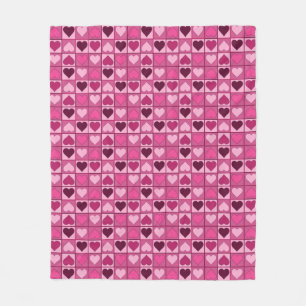 Romantische rosa Herzen auf und ab Fleecedecke