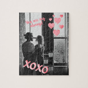 Romantische rosa Herzen XOXO 2 Foto Valentine Puzzle