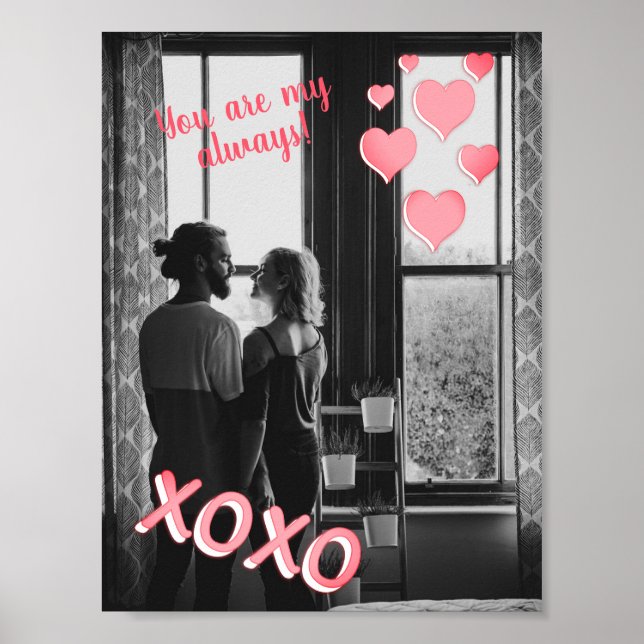 Romantische rosa Herzen XOXO Foto Valentine Poster (Vorne)