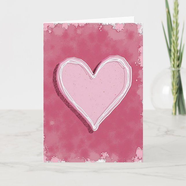 Romantische rosa Herzkarte Karte (Vorderseite)